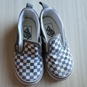 Vans Kids Checkered Slip-On Sneakers - Gray and White